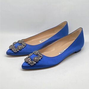 Manolo Blahnik  Hangisi 25MM Embellished Satin Flats size 36